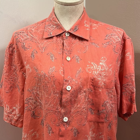 NAT Nast Men’s Linen American Fit Coral Combo Shirt size M - Picture 2 of 14